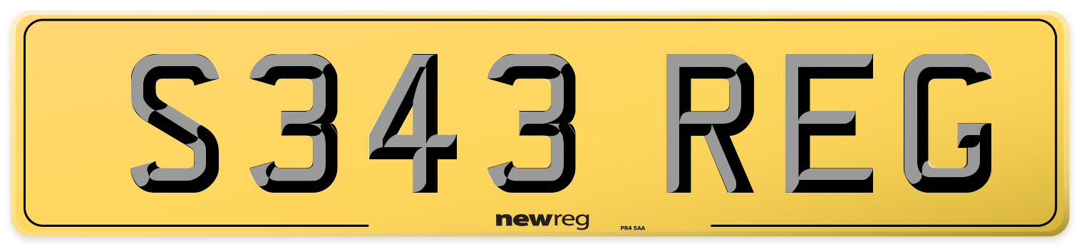S343 REG Rear Number Plate