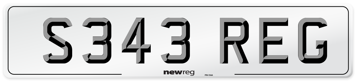 S343 REG Front Number Plate