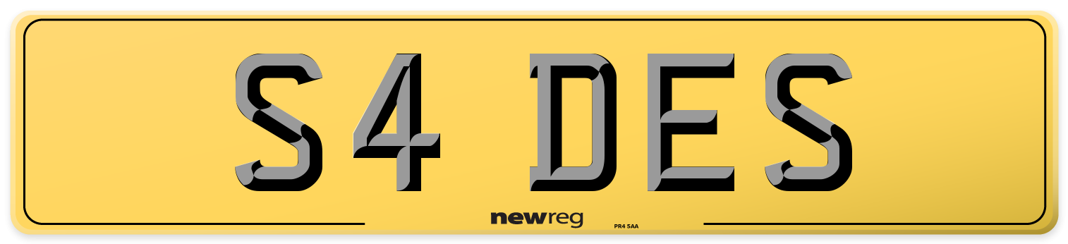 S4 DES Rear Number Plate