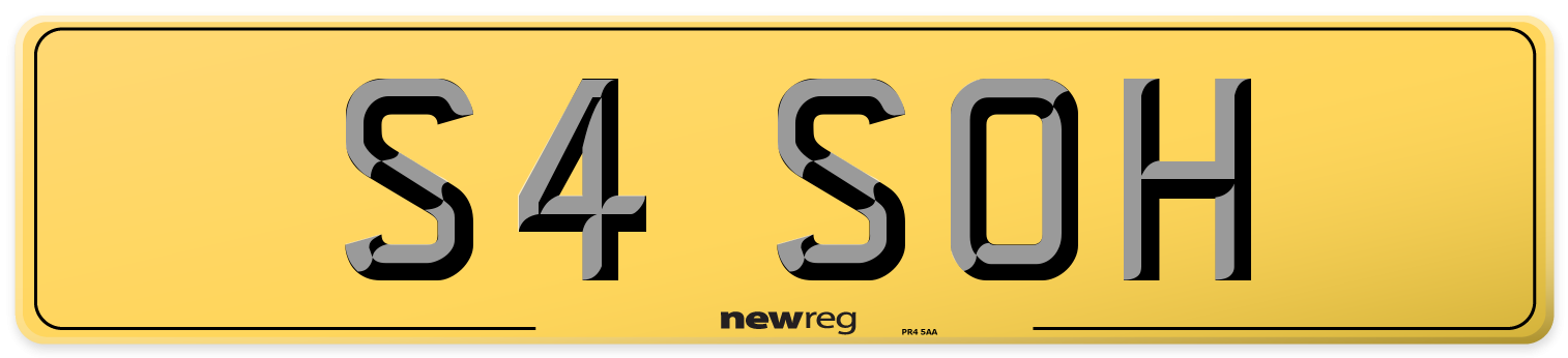 S4 SOH Rear Number Plate