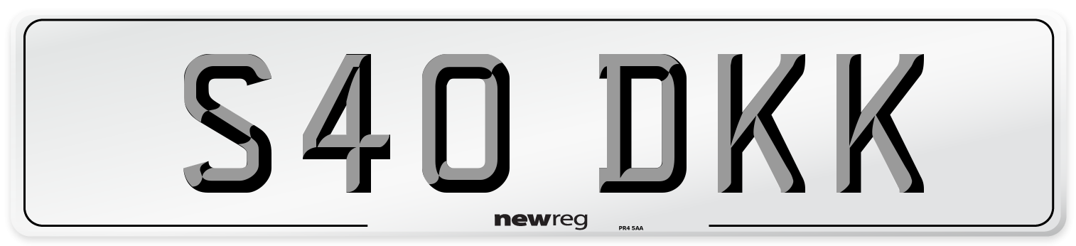 S40 DKK Front Number Plate