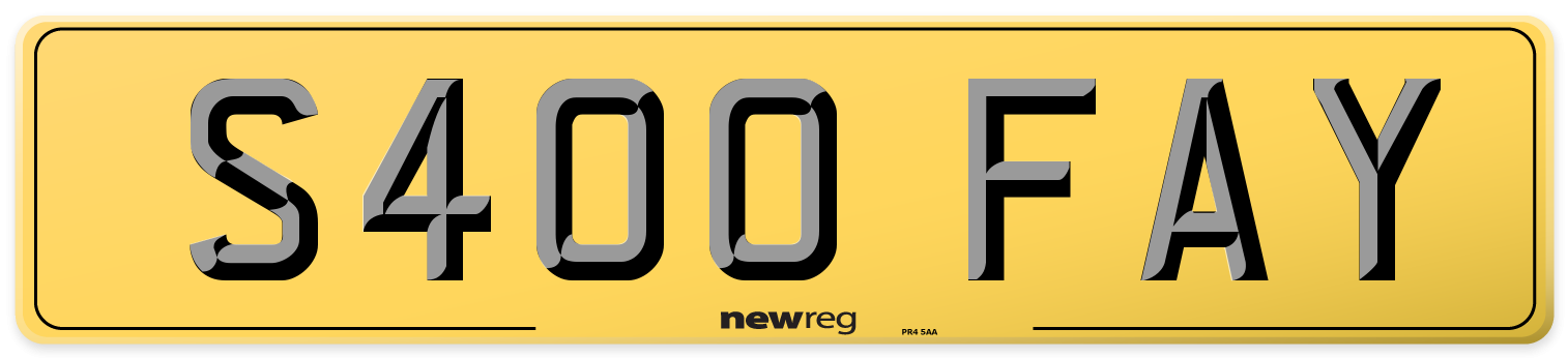 S400 FAY Rear Number Plate