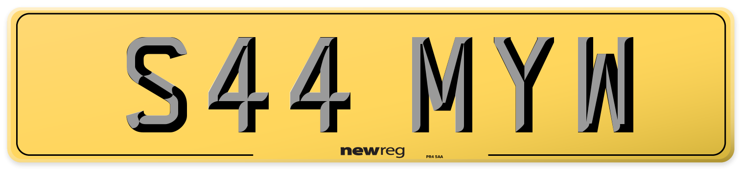 S44 MYW Rear Number Plate