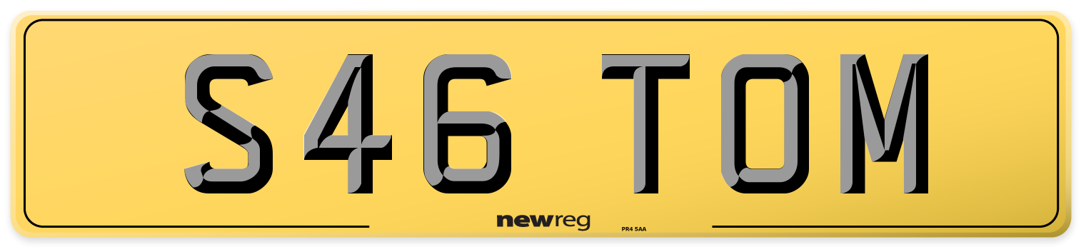 S46 TOM Rear Number Plate