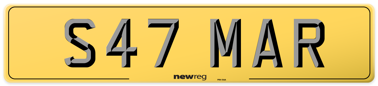S47 MAR Rear Number Plate