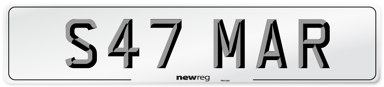 S47 MAR Front Number Plate