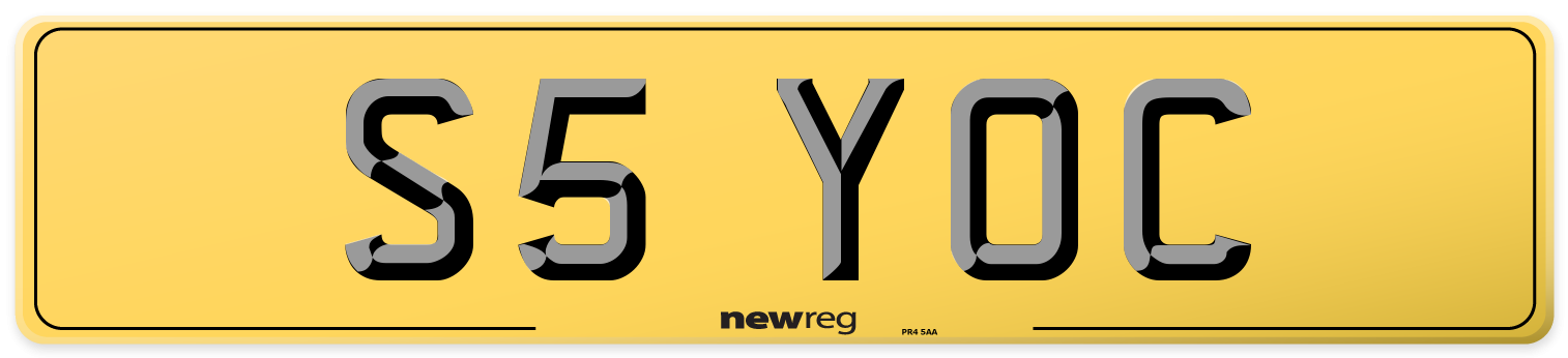 S5 YOC Rear Number Plate
