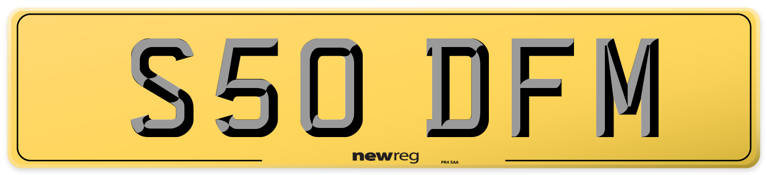 S50 DFM Rear Number Plate