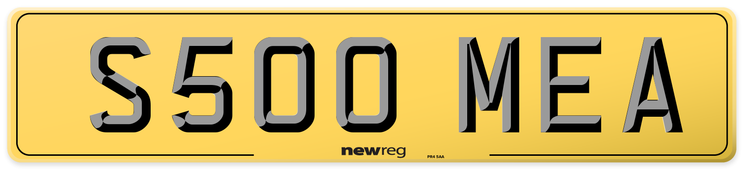 S500 MEA Rear Number Plate