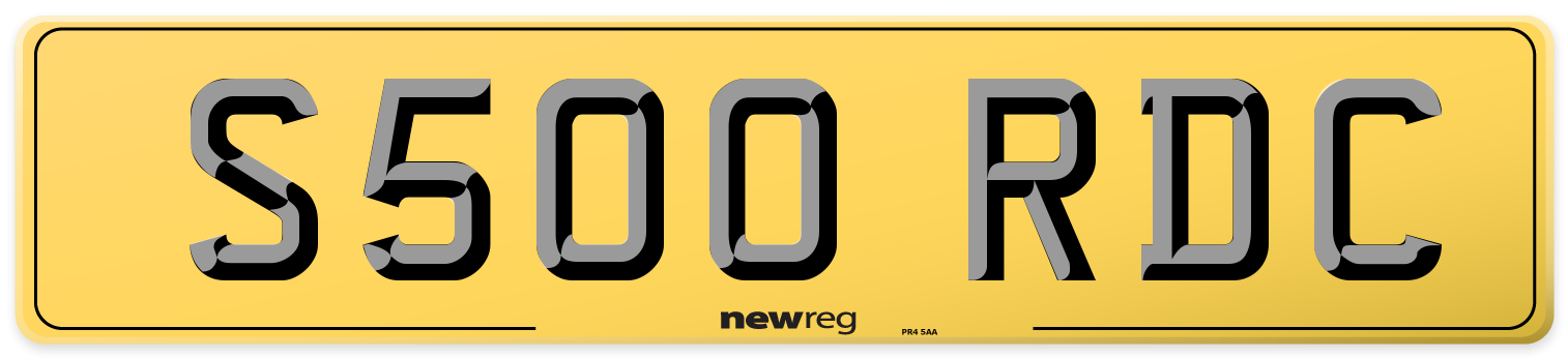 S500 RDC Rear Number Plate