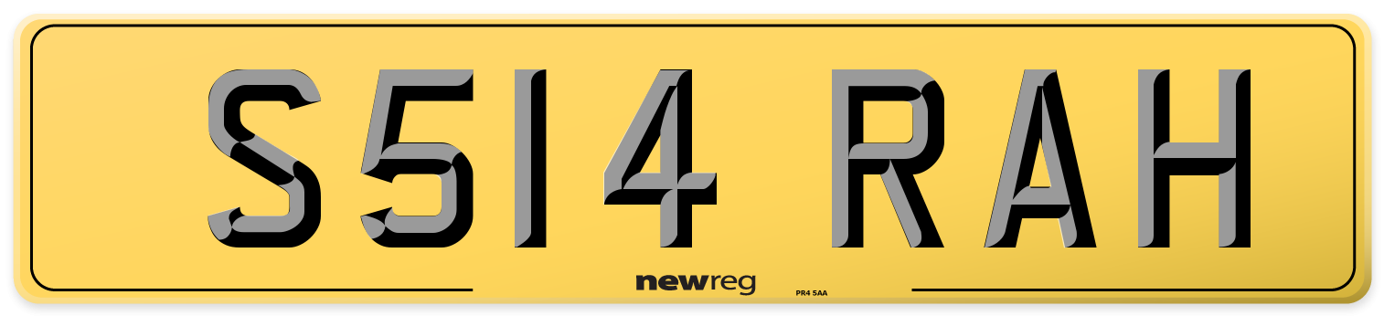 S514 RAH Rear Number Plate