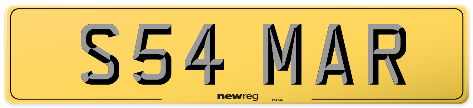 S54 MAR Rear Number Plate