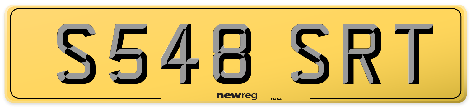 S548 SRT Rear Number Plate