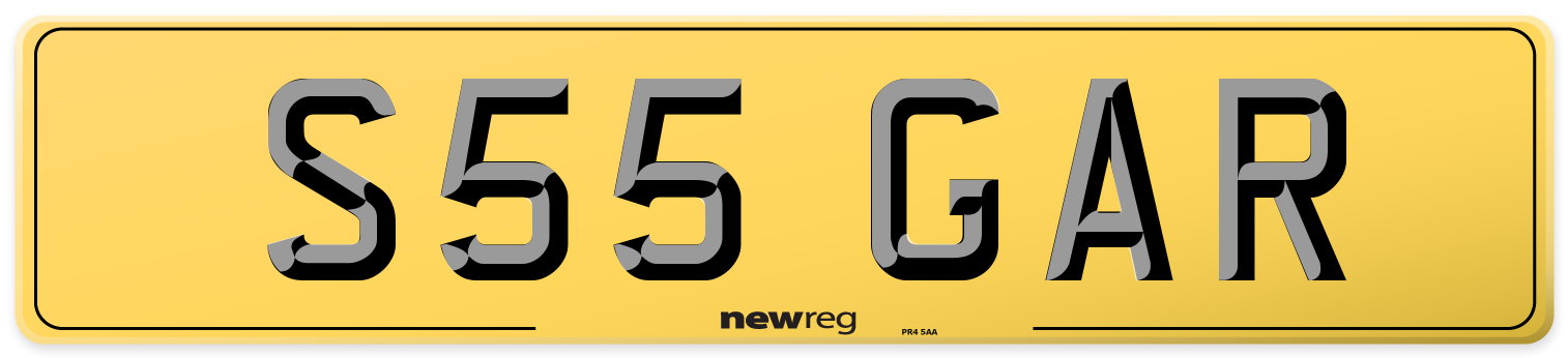 S55 GAR Rear Number Plate