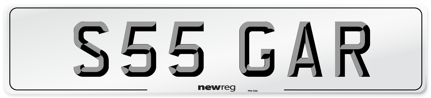 S55 GAR Front Number Plate