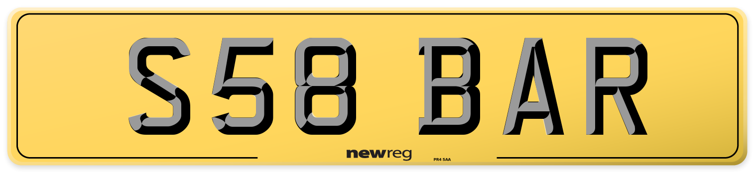 S58 BAR Rear Number Plate