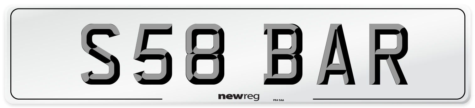 S58 BAR Front Number Plate