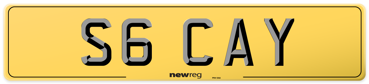 S6 CAY Rear Number Plate