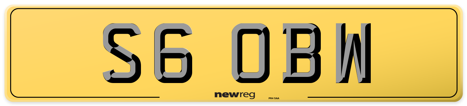 S6 OBW Rear Number Plate