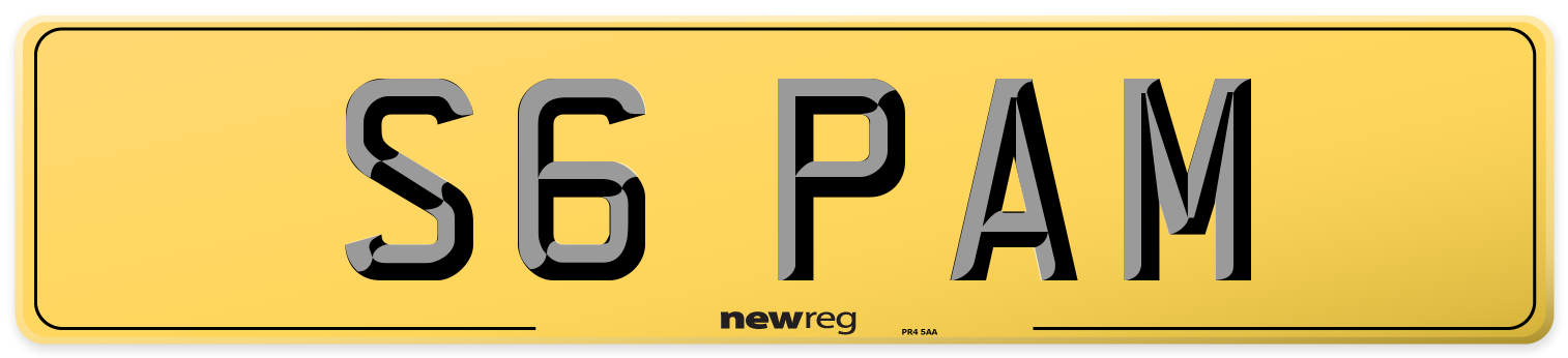 S6 PAM Rear Number Plate