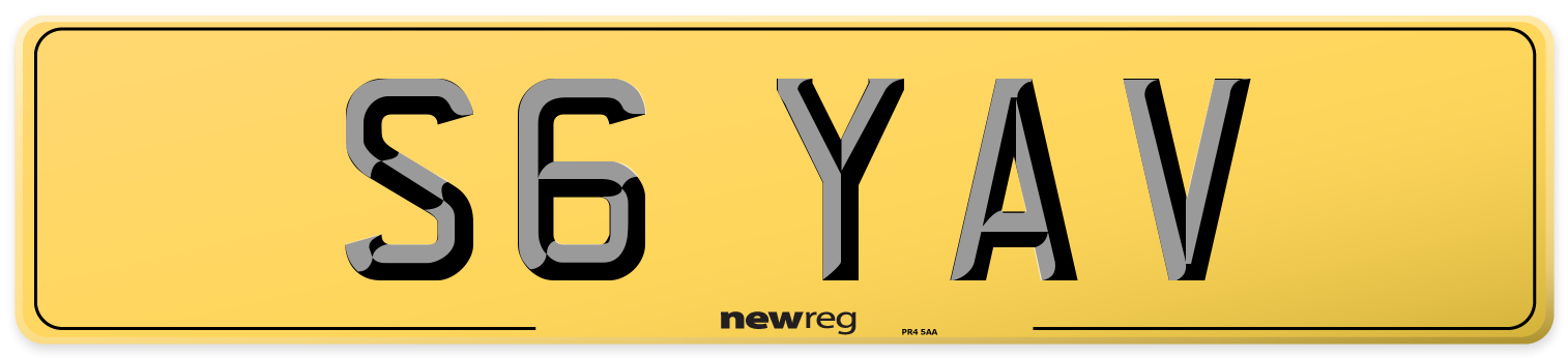 S6 YAV Rear Number Plate