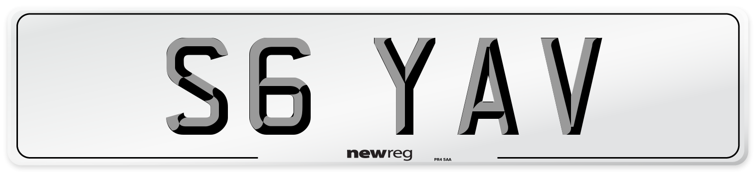 S6 YAV Front Number Plate