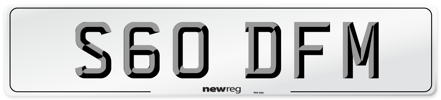 S60 DFM Front Number Plate
