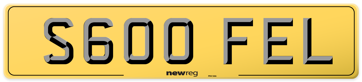 S600 FEL Rear Number Plate