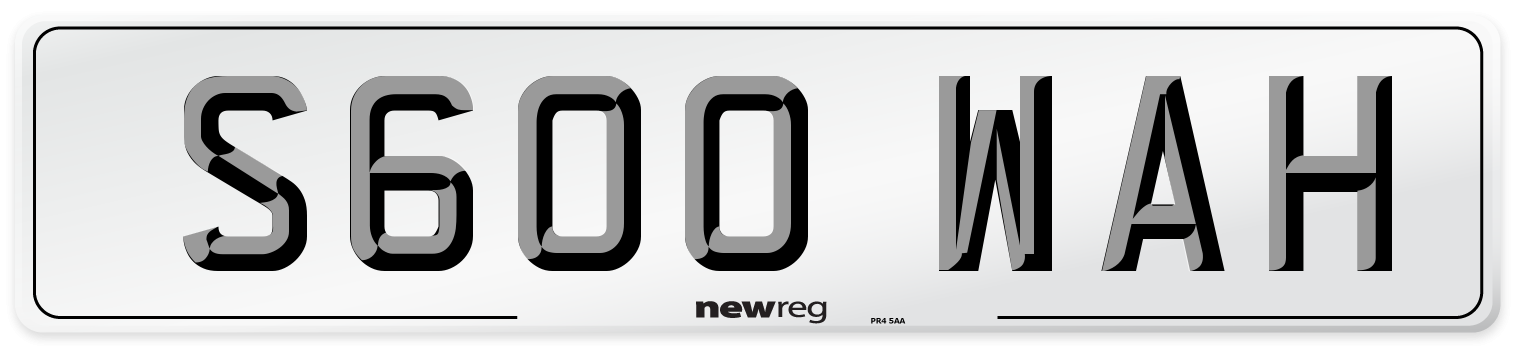 S600 WAH Front Number Plate