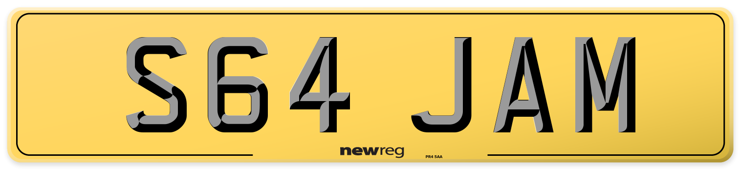 S64 JAM Rear Number Plate