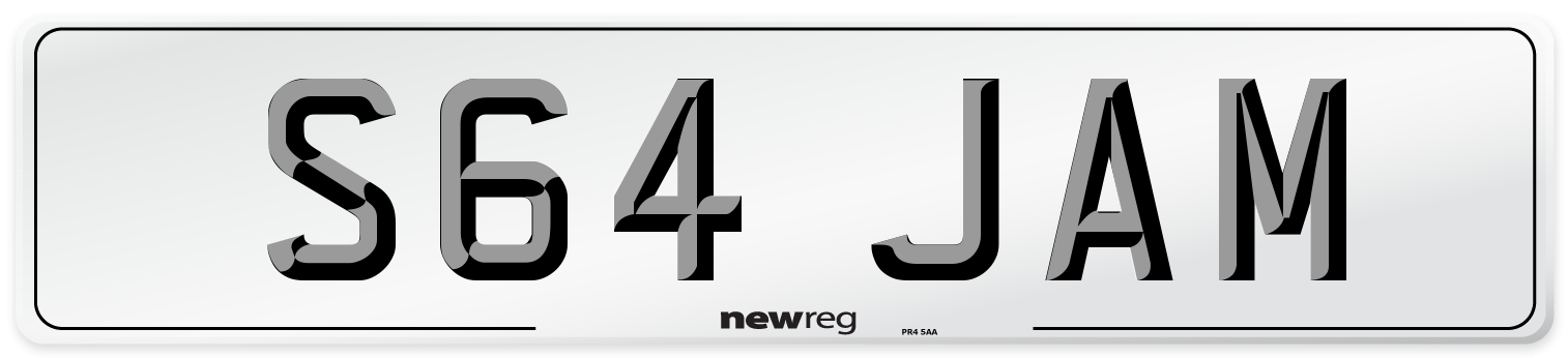 S64 JAM Front Number Plate