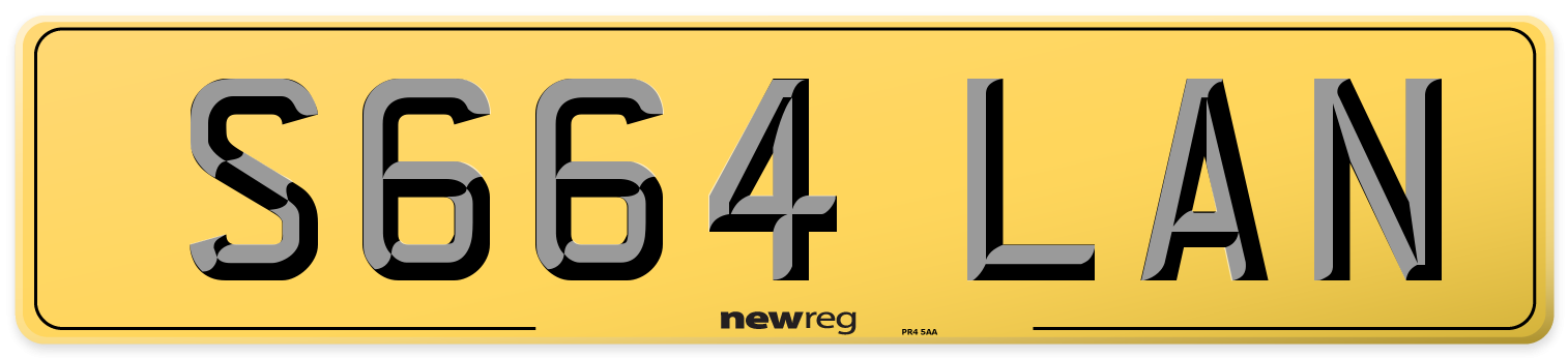 S664 LAN Rear Number Plate