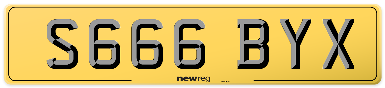 S666 BYX Rear Number Plate