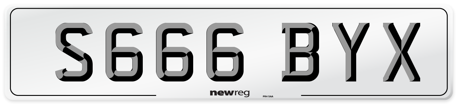 S666 BYX Front Number Plate
