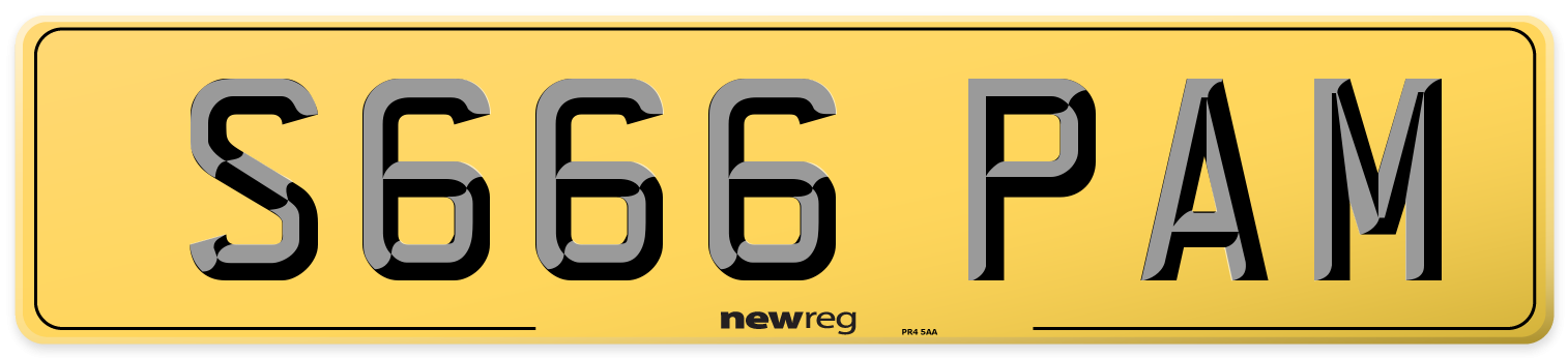 S666 PAM Rear Number Plate