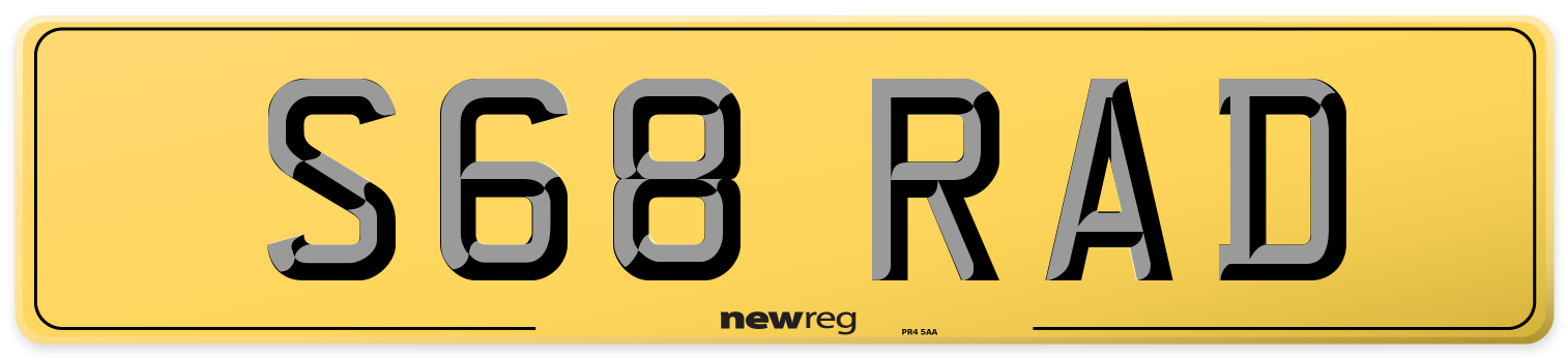 S68 RAD Rear Number Plate