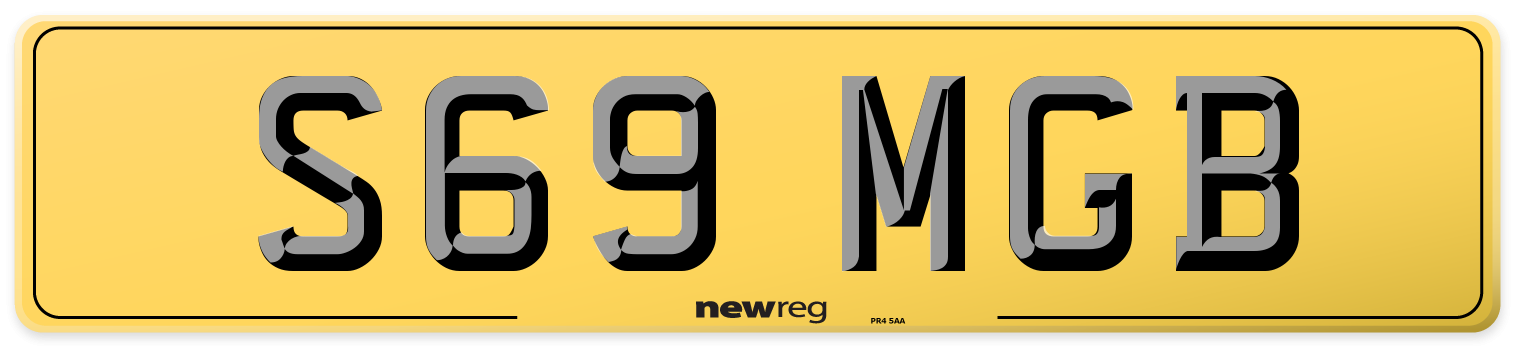 S69 MGB Rear Number Plate
