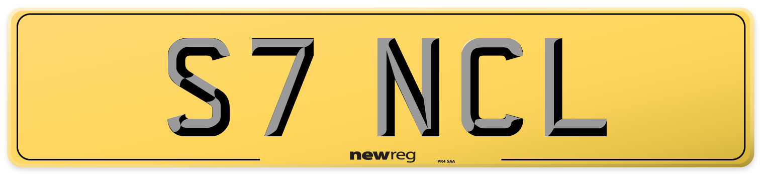 S7 NCL Rear Number Plate