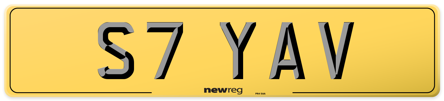 S7 YAV Rear Number Plate