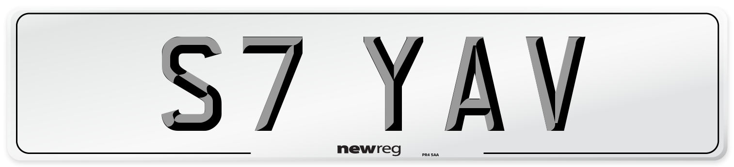 S7 YAV Front Number Plate