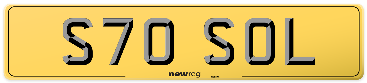 S70 SOL Rear Number Plate