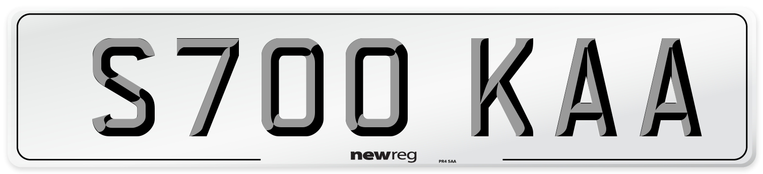 S700 KAA Front Number Plate