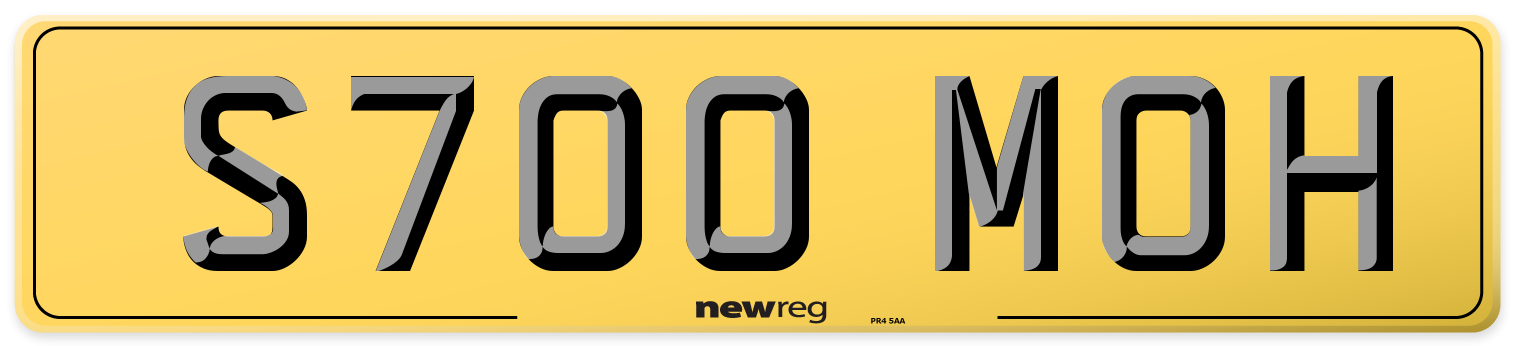 S700 MOH Rear Number Plate