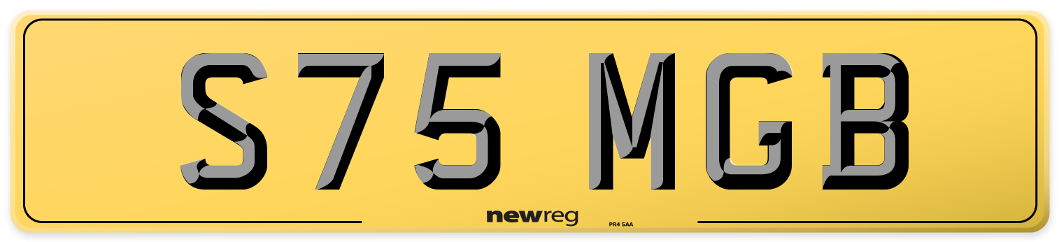 S75 MGB Rear Number Plate
