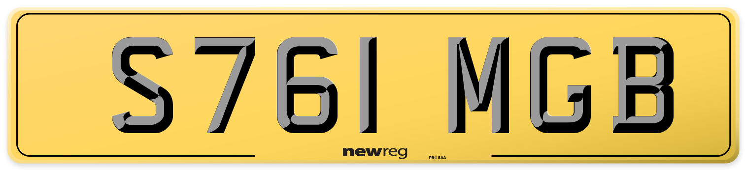 S761 MGB Rear Number Plate
