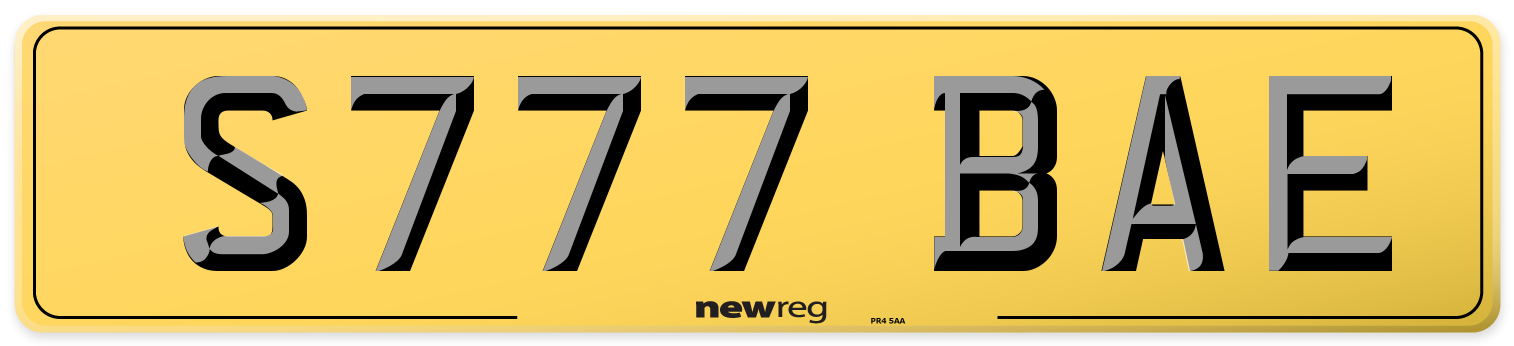 S777 BAE Rear Number Plate
