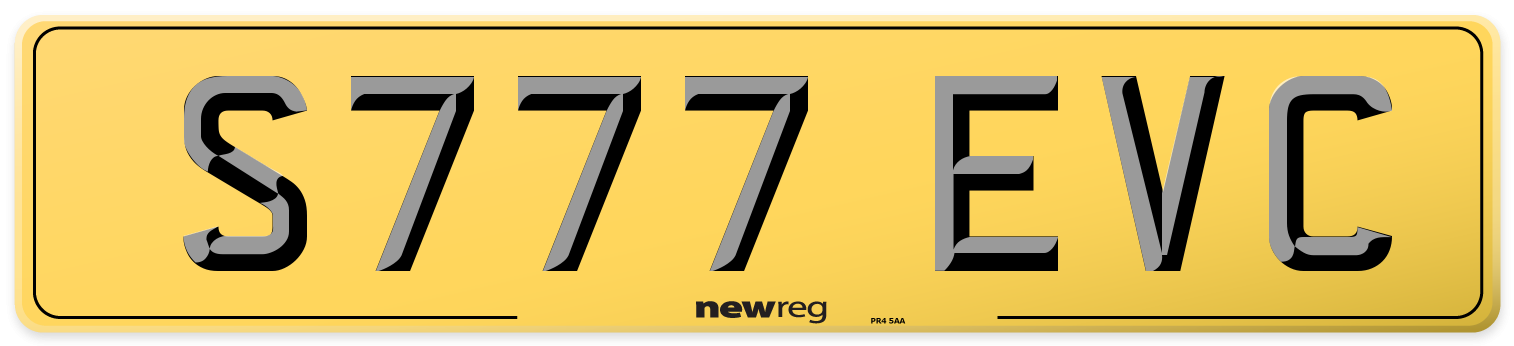 S777 EVC Rear Number Plate