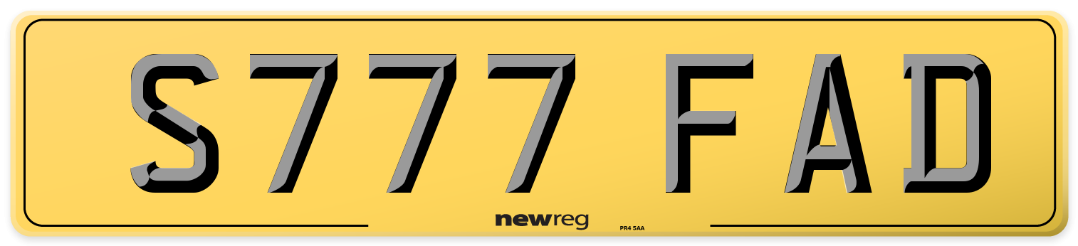 S777 FAD Rear Number Plate