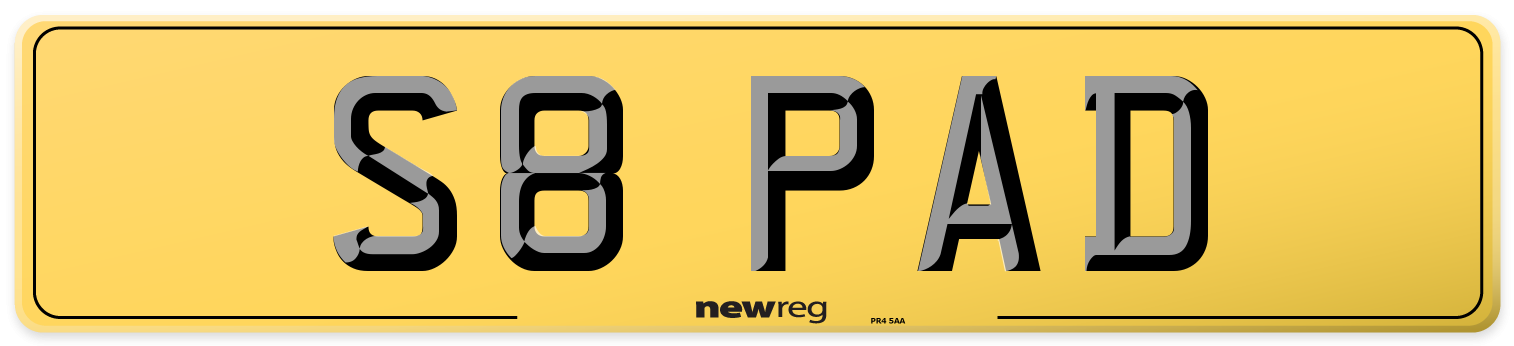 S8 PAD Rear Number Plate