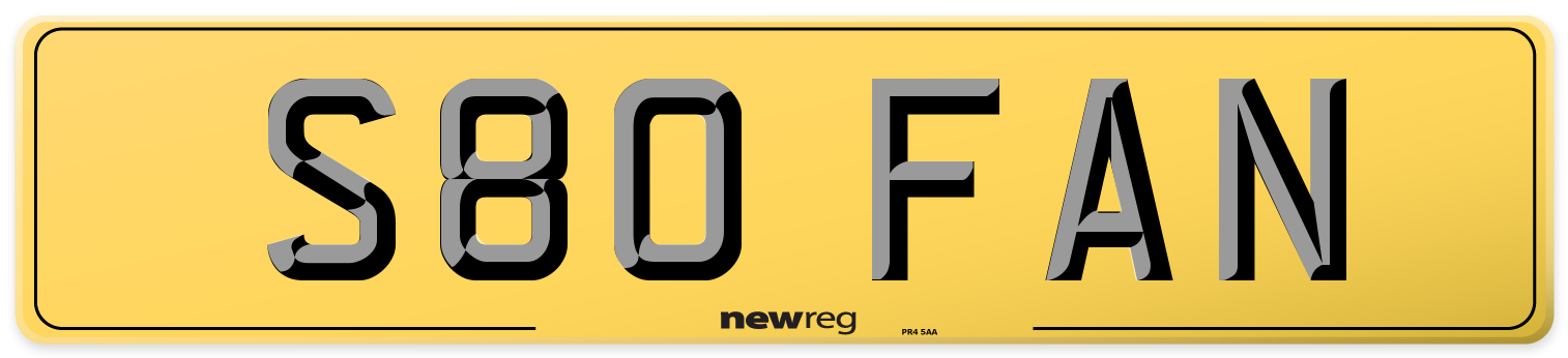 S80 FAN Rear Number Plate